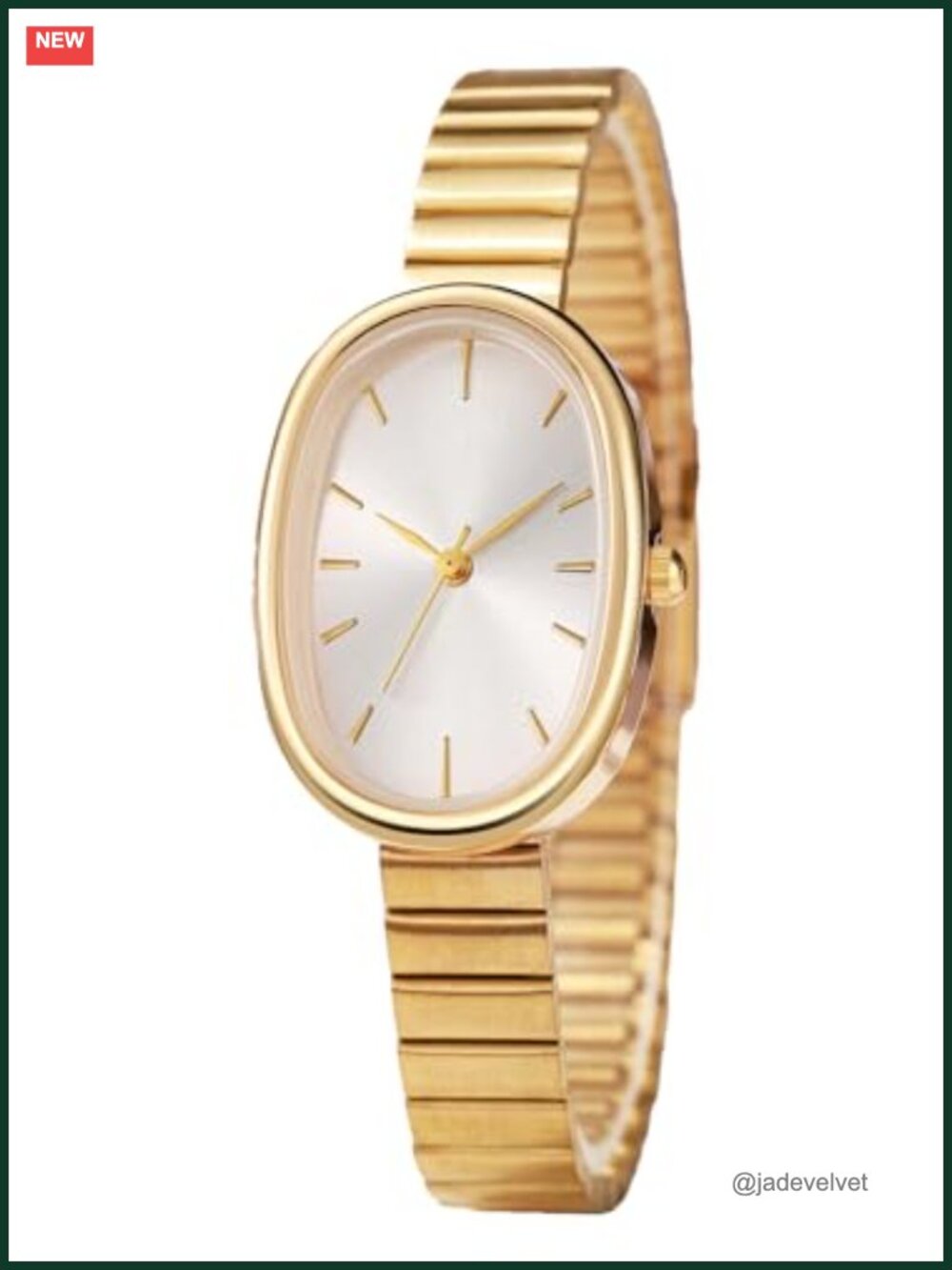 Oval Ultrathin Waterproof Wrist Watch with Metal Band